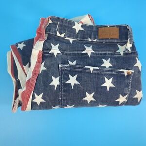 Judy Blue Americana Stars Stripes Flare Jeans Patriotic Raw Hem JB88560 13/31